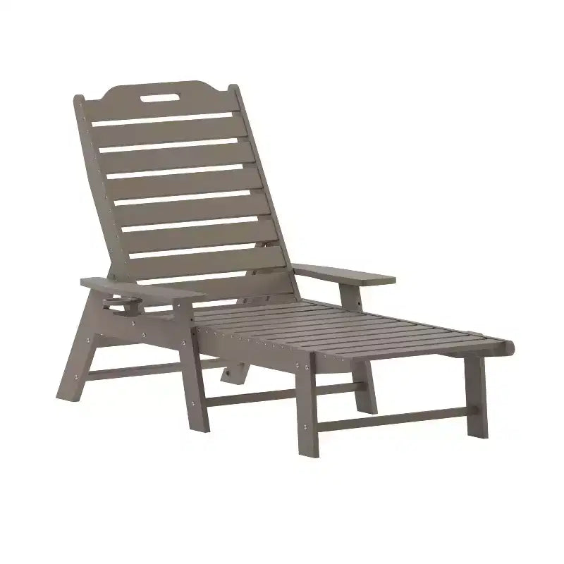 Lot de 2 chaises longues Adirondack réglables en résine de polyéthylène Emma et Oliver avec porte-gobelet pivotant pour intérieur/extérieur