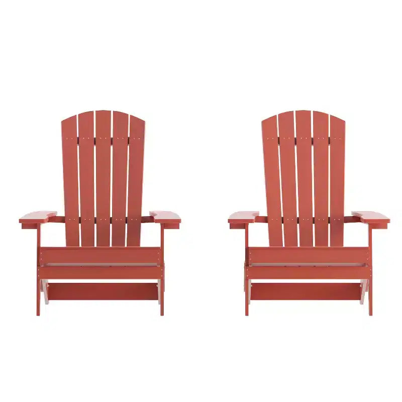 Emma et Oliver Lot de 2 chaises Adirondack pliantes en résine, intérieur/extérieur, toutes saisons pour véranda, terrasse ou solarium