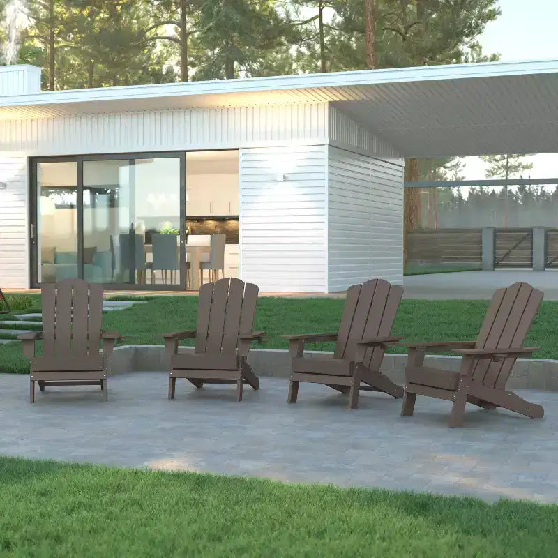 Set di 4 sedie Adirondack Emma e Oliver con portabicchieri, sedie Adirondack in HDPE resistenti alle intemperie