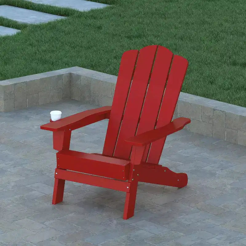 Set di 4 sedie Adirondack Emma e Oliver con portabicchieri, sedie Adirondack in HDPE resistenti alle intemperie