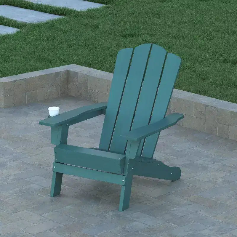 Set di 4 sedie Adirondack Emma e Oliver con portabicchieri, sedie Adirondack in HDPE resistenti alle intemperie