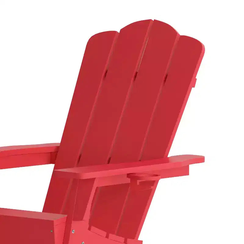 Set di 4 sedie Adirondack Emma e Oliver con portabicchieri, sedie Adirondack in HDPE resistenti alle intemperie
