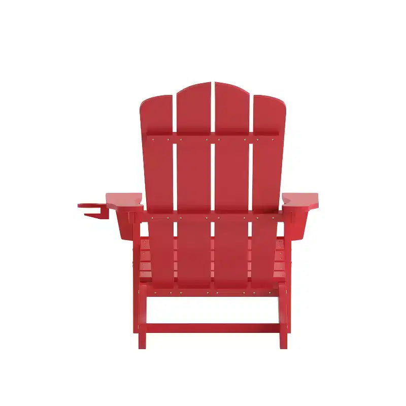 Set di 4 sedie Adirondack Emma e Oliver con portabicchieri, sedie Adirondack in HDPE resistenti alle intemperie