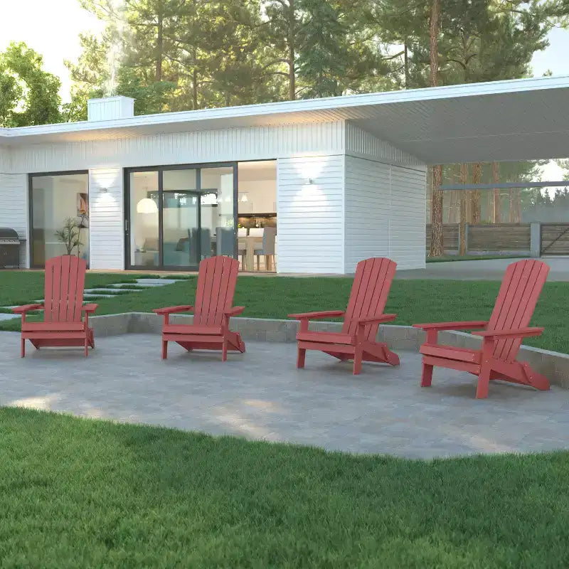 Emma e Oliver Set di 4 Sedie Pieghevoli Adirondack in Poliresina per Interni/Esterni, Sedie Resistenti alle Intemperie per Portico, Patio o Veranda