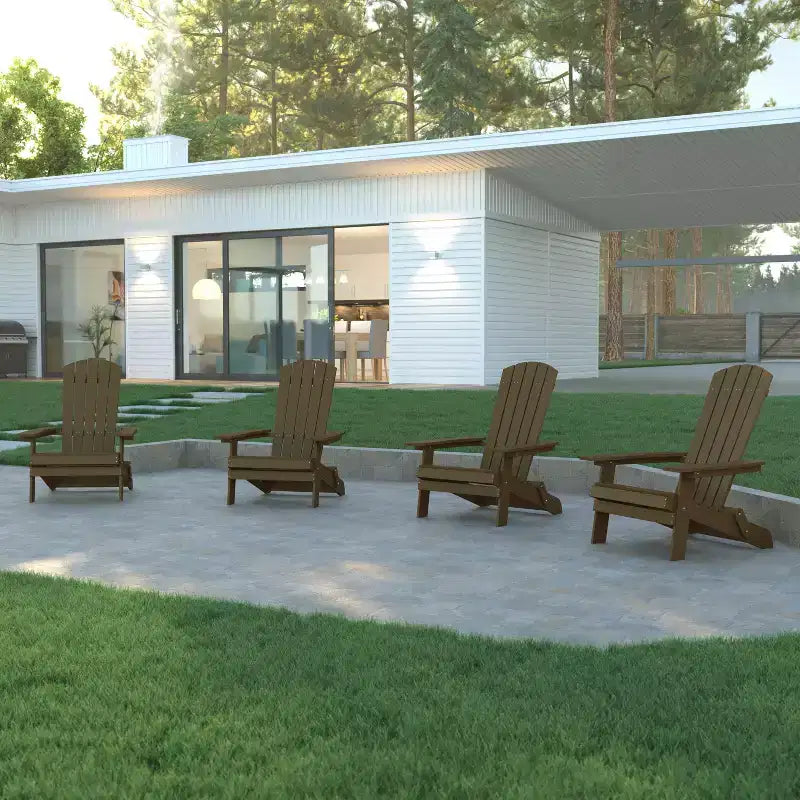 Emma e Oliver Set di 4 Sedie Pieghevoli Adirondack in Poliresina per Interni/Esterni, Sedie Resistenti alle Intemperie per Portico, Patio o Veranda