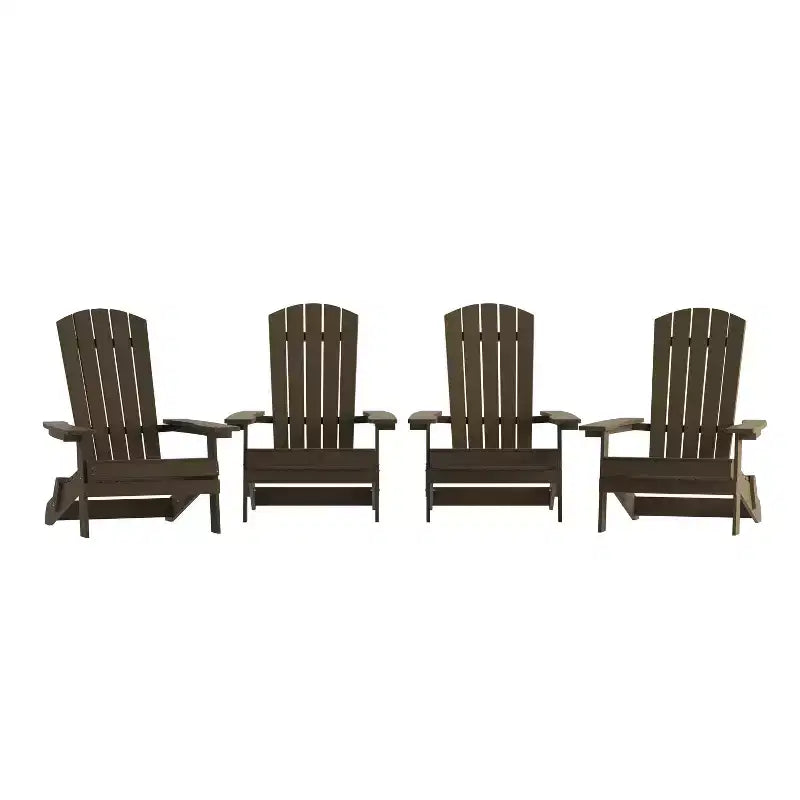 Emma e Oliver Set di 4 Sedie Pieghevoli Adirondack in Poliresina per Interni/Esterni, Sedie Resistenti alle Intemperie per Portico, Patio o Veranda
