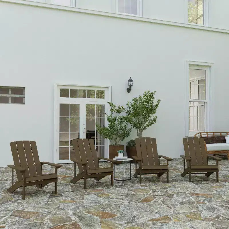 Set di 4 sedie Adirondack in poliresina effetto legno per tutte le stagioni Merrick Lane