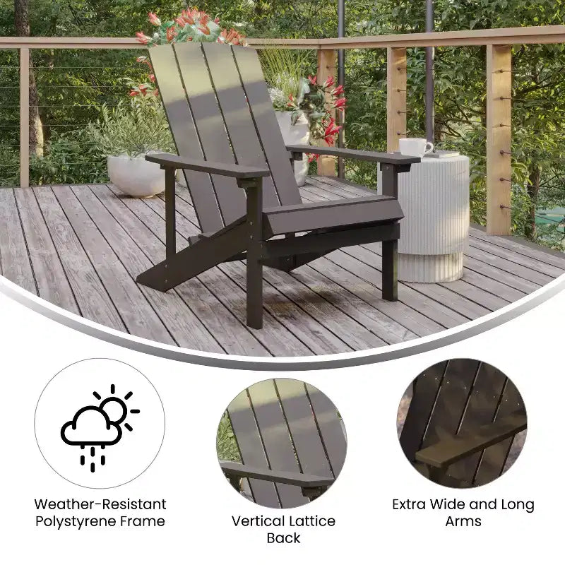 Set di 4 sedie Adirondack in poliresina effetto legno per tutte le stagioni Merrick Lane