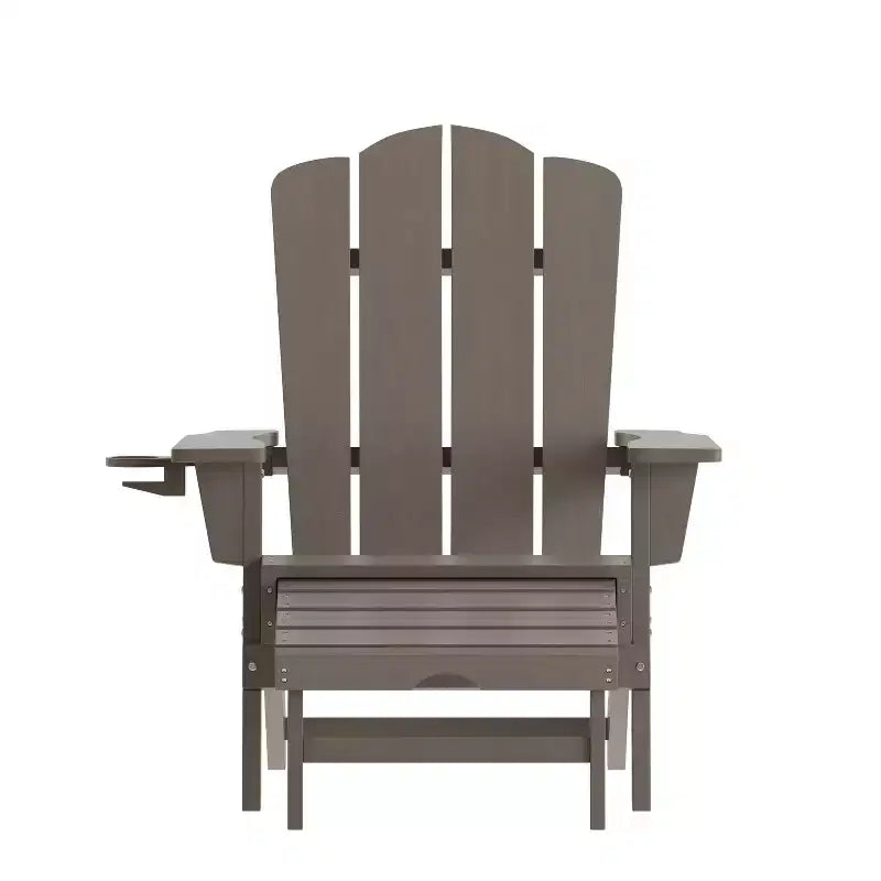 Sedia Adirondack Merrick Lane con portabicchieri e pouf estraibile, sedia a sdraio per interni/esterni in HDPE resistente a tutte le intemperie
