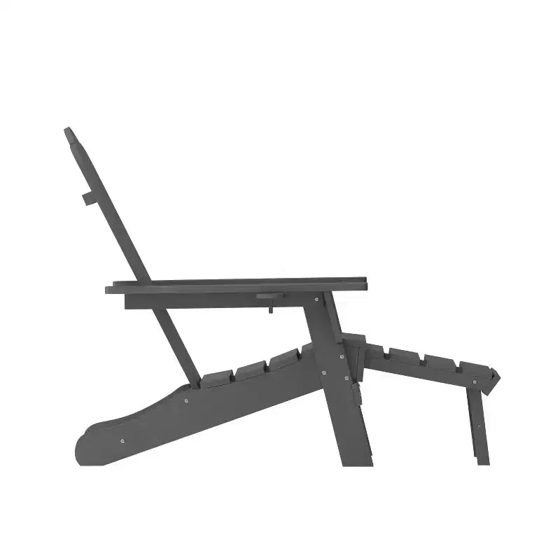 Sedia Adirondack Merrick Lane con portabicchieri e pouf estraibile, sedia a sdraio per interni/esterni in HDPE resistente a tutte le intemperie