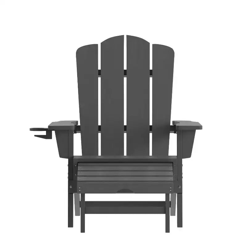 Sedia Adirondack Merrick Lane con portabicchieri e pouf estraibile, sedia a sdraio per interni/esterni in HDPE resistente a tutte le intemperie