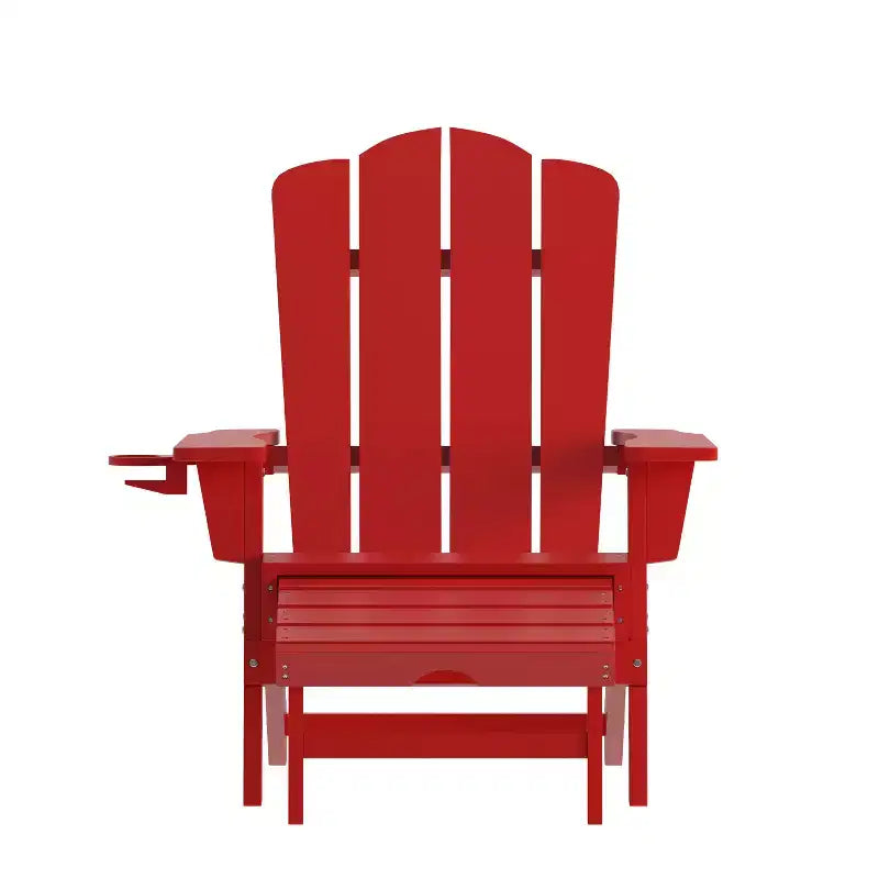 Sedia Adirondack Merrick Lane con portabicchieri e pouf estraibile, sedia a sdraio per interni/esterni in HDPE resistente a tutte le intemperie