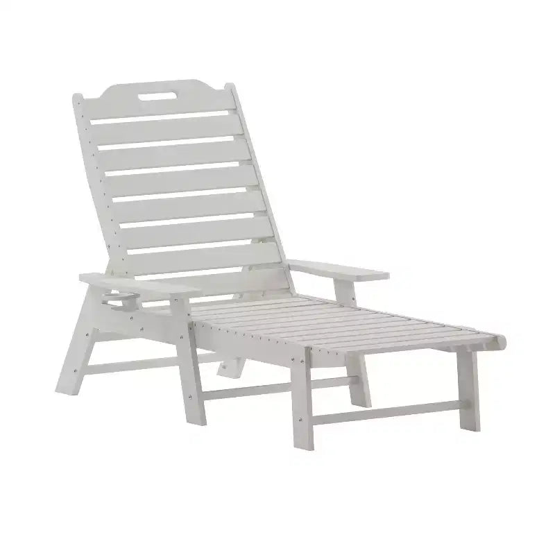 Bain de soleil Adirondack réglable Emma et Oliver en résine polymère avec porte-gobelet pivotant pour intérieur/extérieur