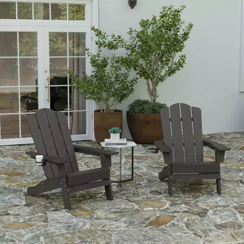 Chaise Adirondack Merrick Lane avec porte-gobelet, chaise Adirondack en PEHD résistante aux intempéries