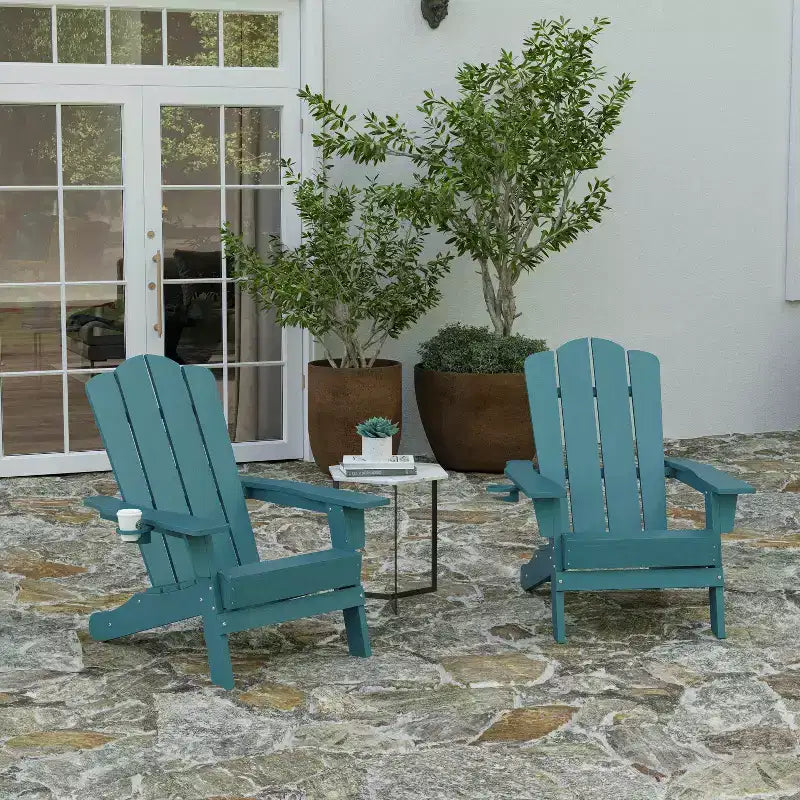 Chaise Adirondack Merrick Lane avec porte-gobelet, chaise Adirondack en PEHD résistante aux intempéries