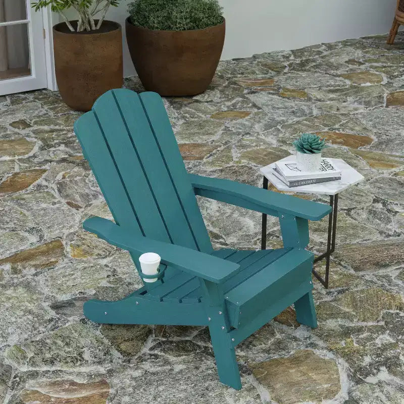 Chaise Adirondack Merrick Lane avec porte-gobelet, chaise Adirondack en PEHD résistante aux intempéries