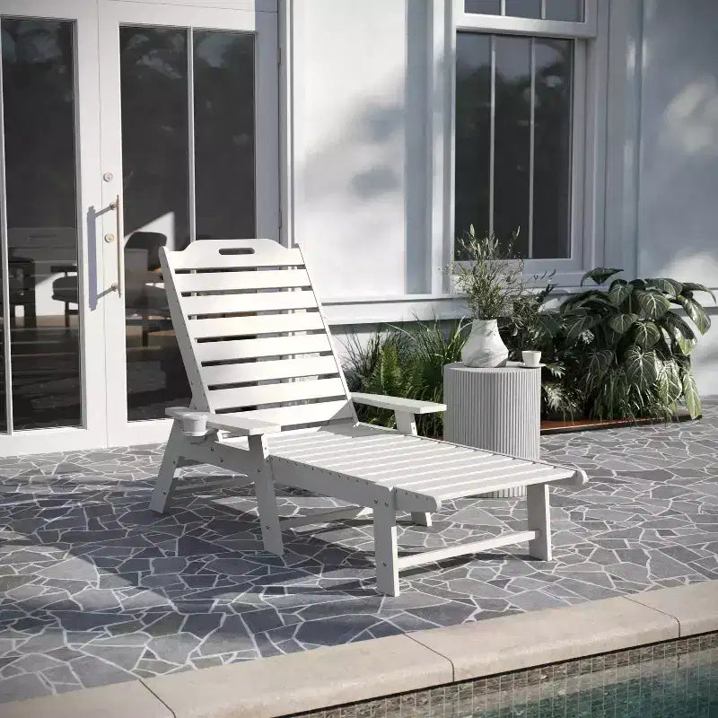 Sdraio regolabile Adirondack Merrick Lane Gaylord con portabicchieri - Sedia a sdraio in HDPE per interni/esterni resistente a tutte le stagioni