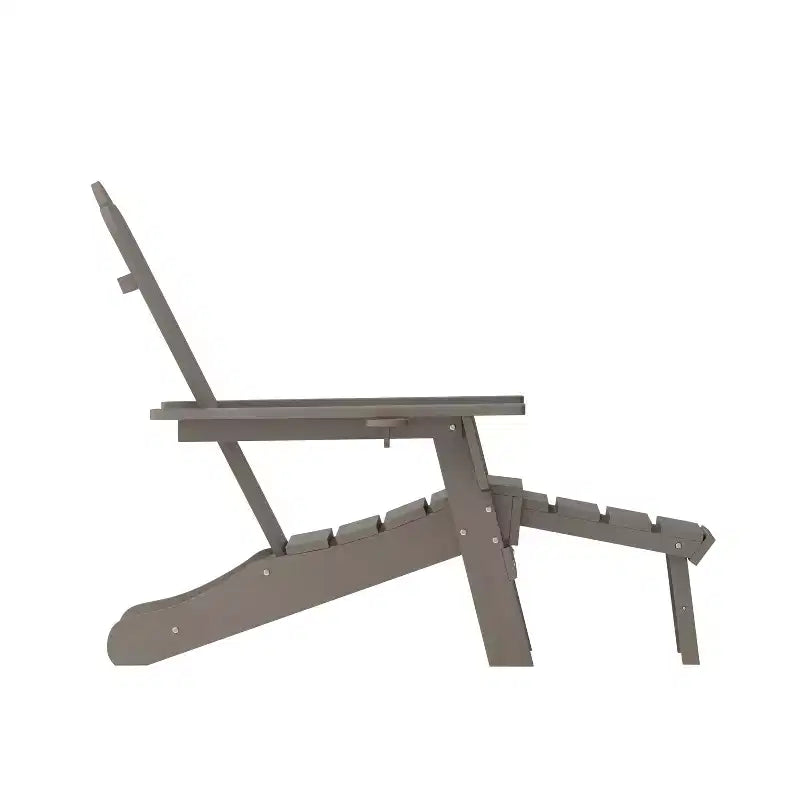 Sedia Adirondack Emma and Oliver con portabicchiere e pouf estraibile, sedia a sdraio per interni/esterni in HDPE per tutte le stagioni