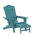 Sedia Adirondack Emma and Oliver con portabicchiere e pouf estraibile, sedia a sdraio per interni/esterni in HDPE per tutte le stagioni