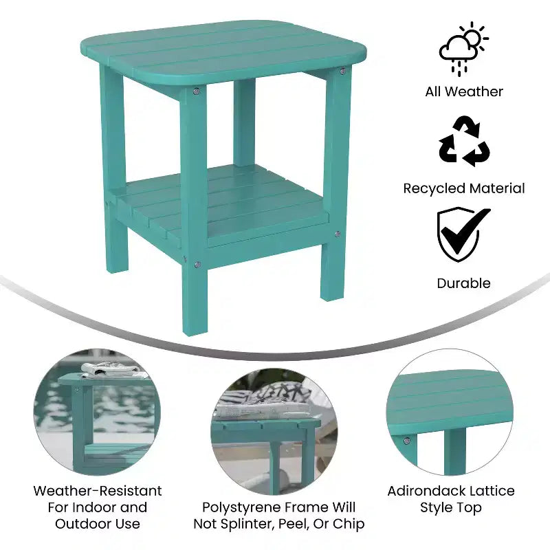 Tavolino laterale Adirondack a due livelli in poliresina Emma and Oliver - Resistente a tutte le condizioni atmosferiche per uso interno/esterno