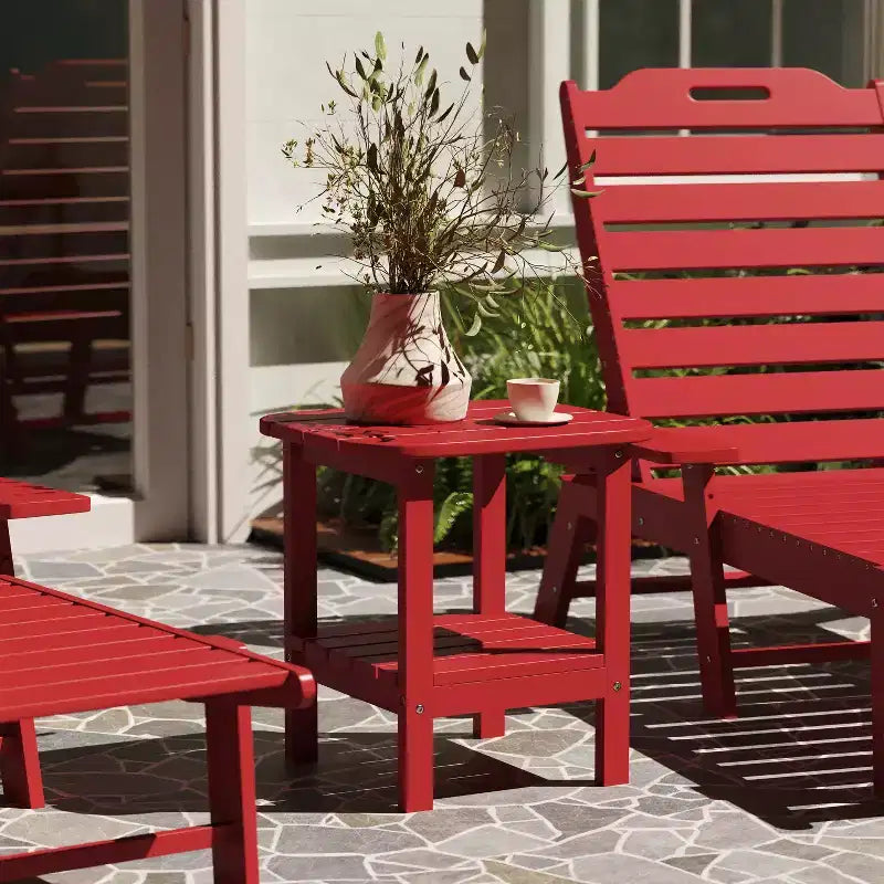 Merrick Lane Tavolino laterale Adirondack a 2 ripiani, Tavolino d'appoggio per interni/esterni in HDPE resistente a tutte le stagioni