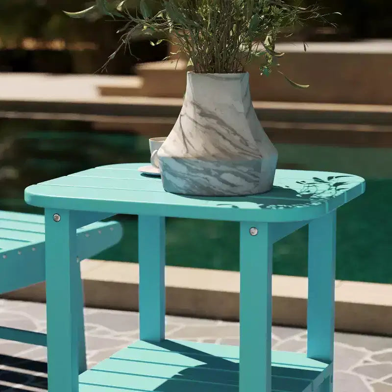 Merrick Lane Tavolino laterale Adirondack a 2 ripiani, Tavolino d'appoggio per interni/esterni in HDPE resistente a tutte le stagioni
