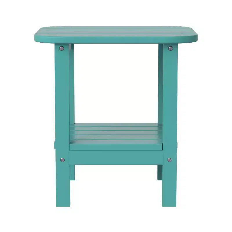Merrick Lane Tavolino laterale Adirondack a 2 ripiani, Tavolino d'appoggio per interni/esterni in HDPE resistente a tutte le stagioni