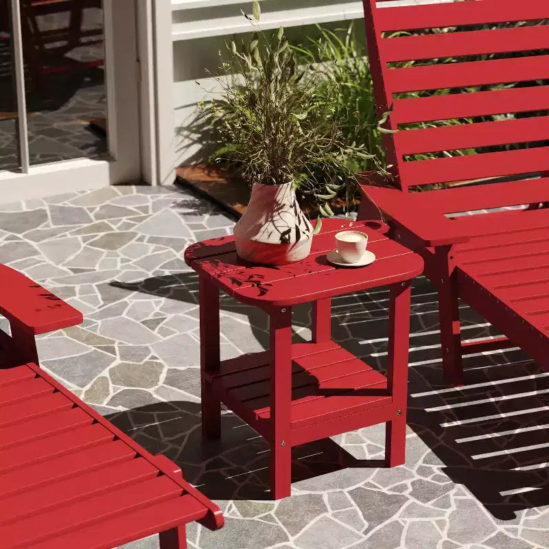 Merrick Lane Tavolino laterale Adirondack a 2 ripiani, Tavolino d'appoggio per interni/esterni in HDPE resistente a tutte le stagioni