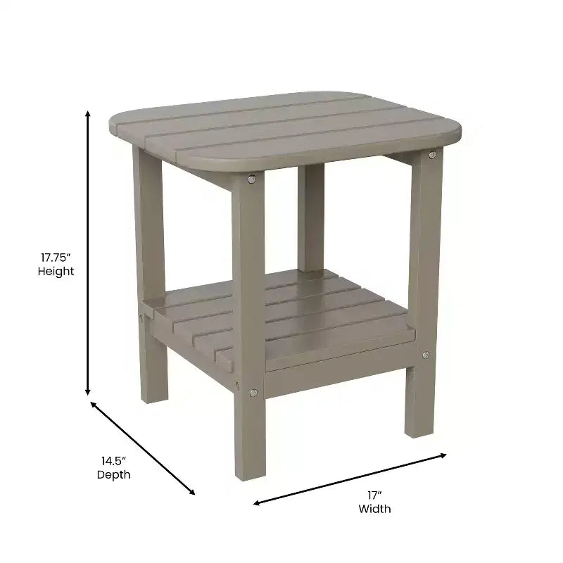 Merrick Lane Tavolino laterale Adirondack a 2 ripiani, Tavolino d'appoggio per interni/esterni in HDPE resistente a tutte le stagioni