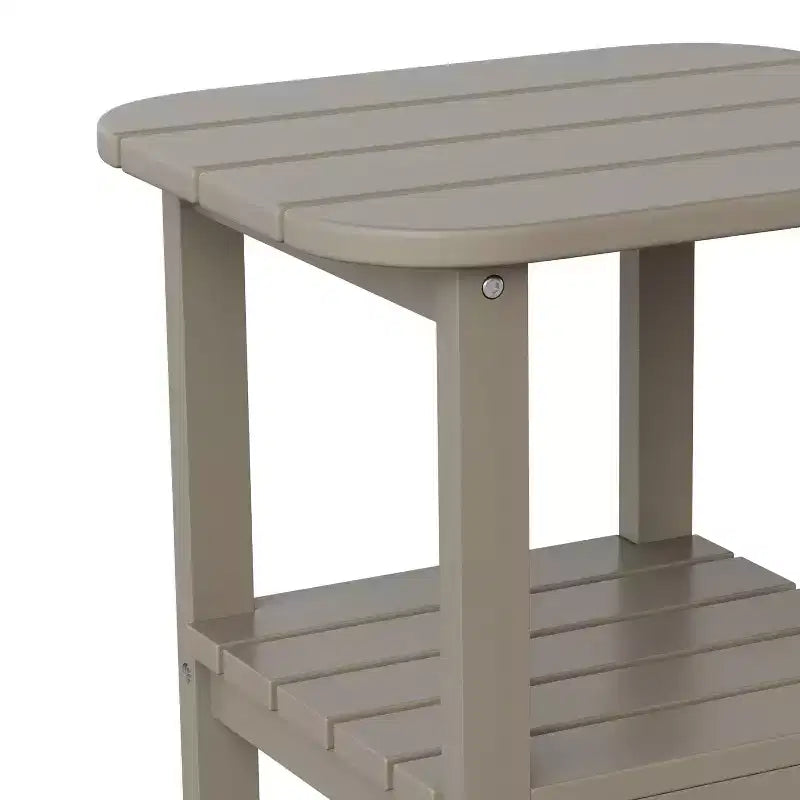 Merrick Lane Tavolino laterale Adirondack a 2 ripiani, Tavolino d'appoggio per interni/esterni in HDPE resistente a tutte le stagioni