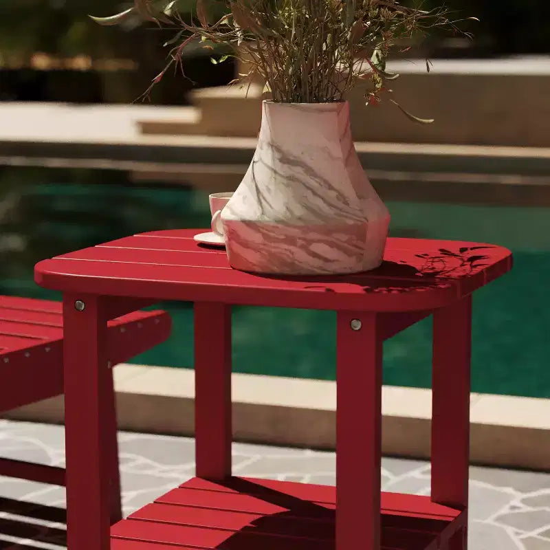 Merrick Lane Tavolino laterale Adirondack a 2 ripiani, Tavolino d'appoggio per interni/esterni in HDPE resistente a tutte le stagioni