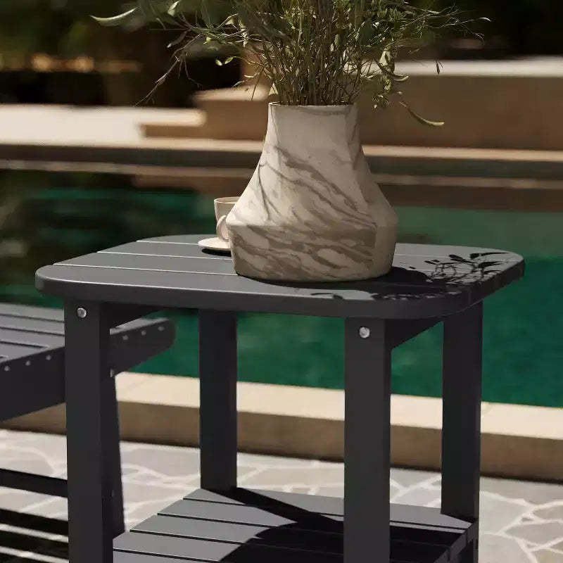 Merrick Lane Tavolino laterale Adirondack a 2 ripiani, Tavolino d'appoggio per interni/esterni in HDPE resistente a tutte le stagioni
