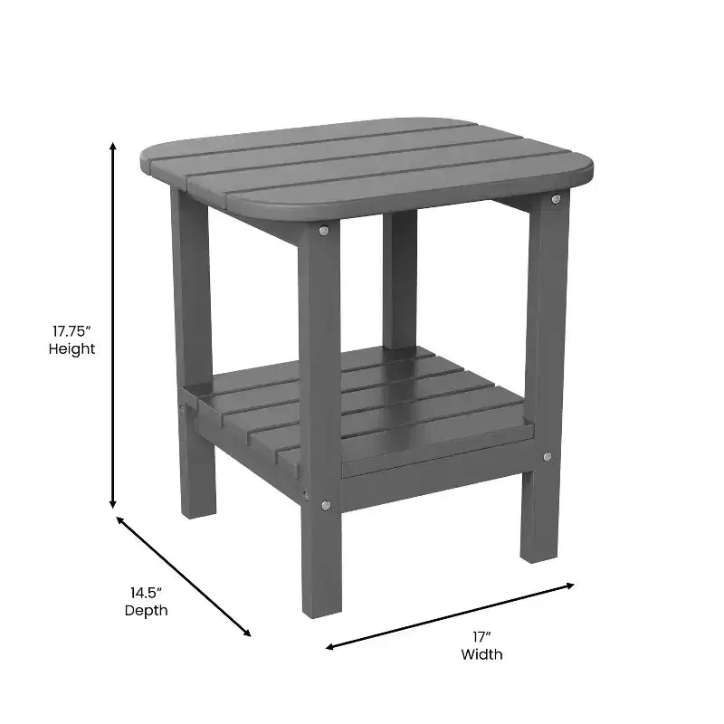 Merrick Lane Tavolino laterale Adirondack a 2 ripiani, Tavolino d'appoggio per interni/esterni in HDPE resistente a tutte le stagioni