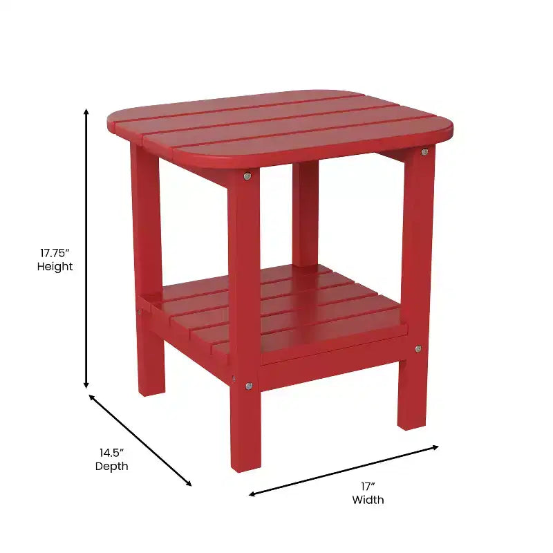 Merrick Lane Tavolino laterale Adirondack a 2 ripiani, Tavolino d'appoggio per interni/esterni in HDPE resistente a tutte le stagioni