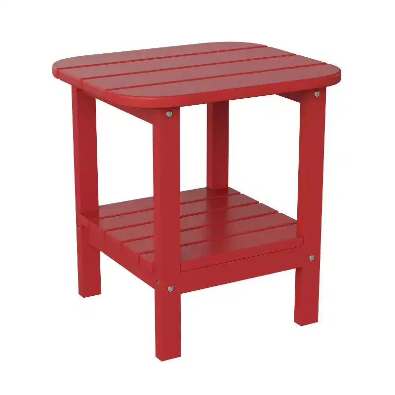Merrick Lane Tavolino laterale Adirondack a 2 ripiani, Tavolino d'appoggio per interni/esterni in HDPE resistente a tutte le stagioni
