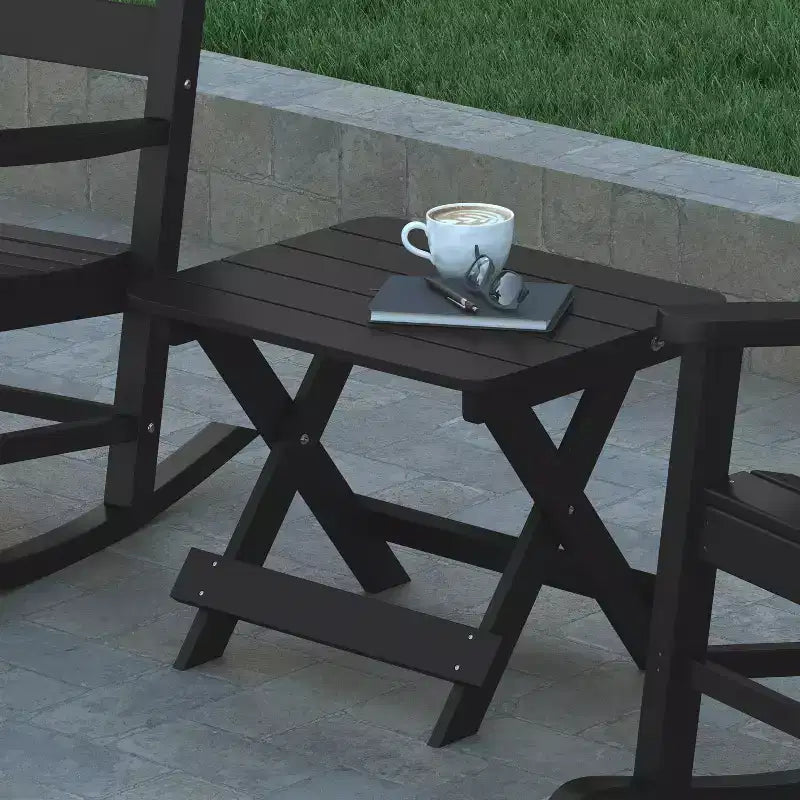 Tavolino pieghevole portatile Emma e Oliver Adirondack in HDPE per uso interno/esterno