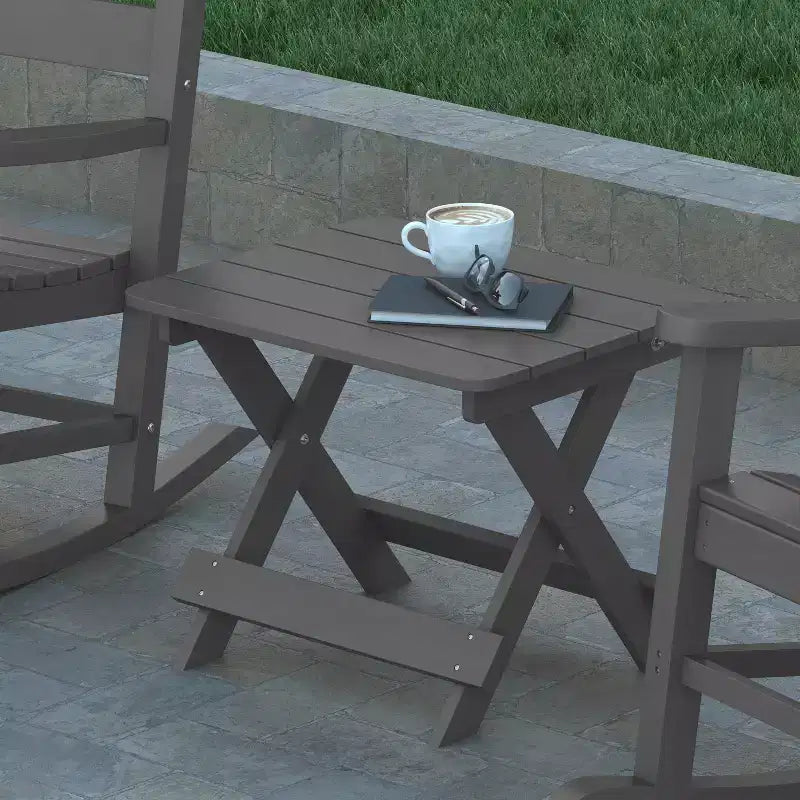 Tavolino pieghevole portatile Emma e Oliver Adirondack in HDPE per uso interno/esterno
