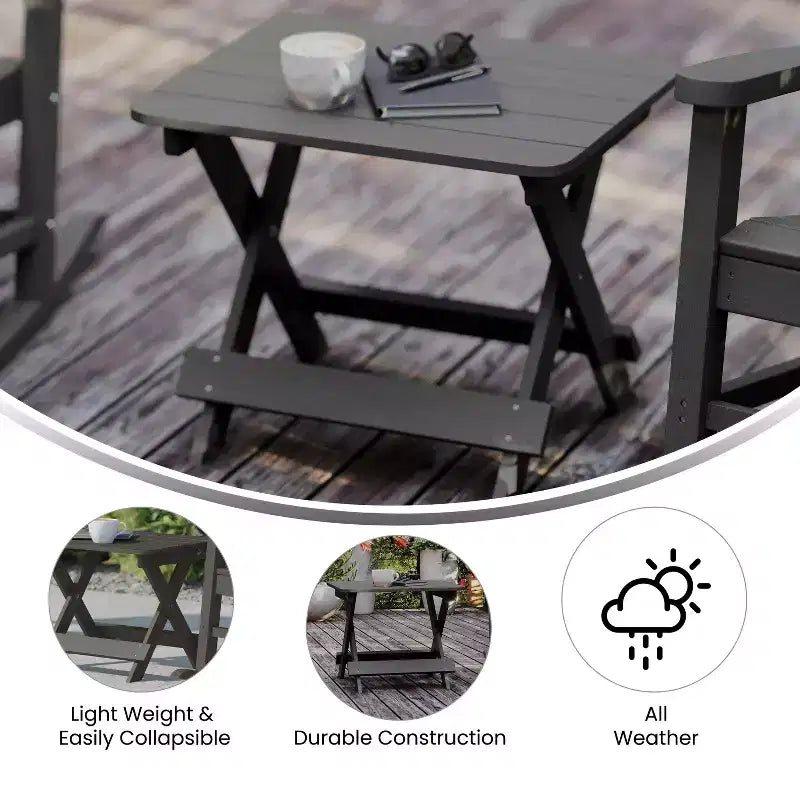 Tavolino pieghevole portatile Emma e Oliver Adirondack in HDPE per uso interno/esterno