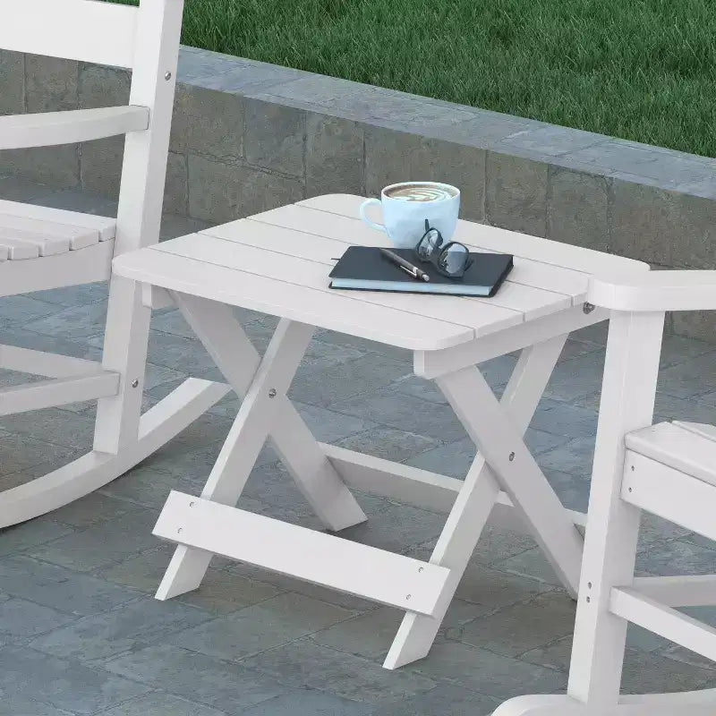 Tavolino pieghevole portatile Emma e Oliver Adirondack in HDPE per uso interno/esterno