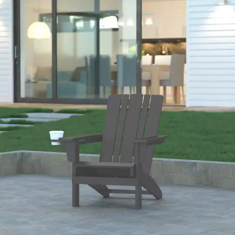 Sedia Adirondack Emma e Oliver con portabicchieri, sedia Adirondack in HDPE resistente alle intemperie