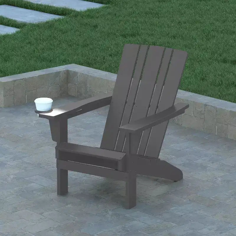 Sedia Adirondack Emma e Oliver con portabicchieri, sedia Adirondack in HDPE resistente alle intemperie