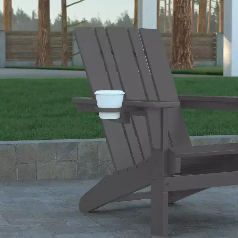 Sedia Adirondack Emma e Oliver con portabicchieri, sedia Adirondack in HDPE resistente alle intemperie