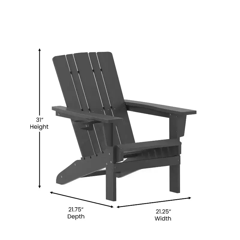 Sedia Adirondack Emma e Oliver con portabicchieri, sedia Adirondack in HDPE resistente alle intemperie