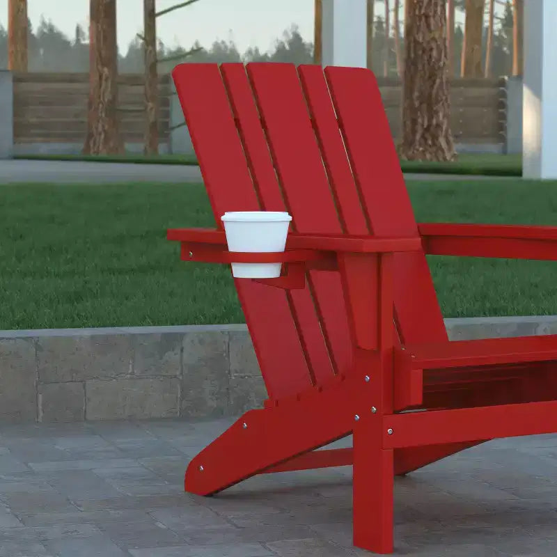 Sedia Adirondack Emma e Oliver con portabicchieri, sedia Adirondack in HDPE resistente alle intemperie