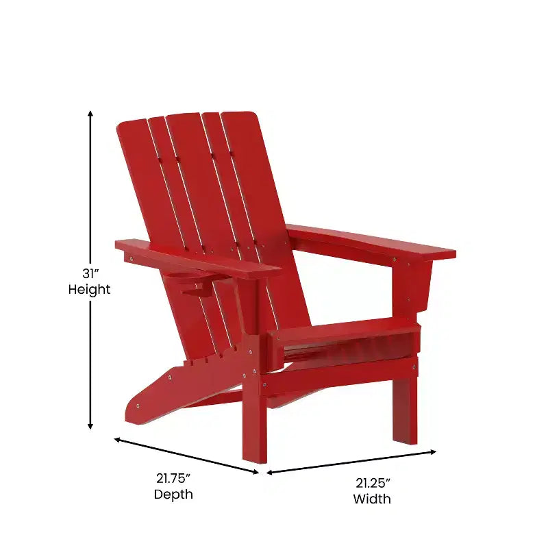 Sedia Adirondack Emma e Oliver con portabicchieri, sedia Adirondack in HDPE resistente alle intemperie