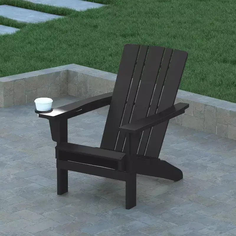 Sedia Adirondack Emma e Oliver con portabicchieri, sedia Adirondack in HDPE resistente alle intemperie