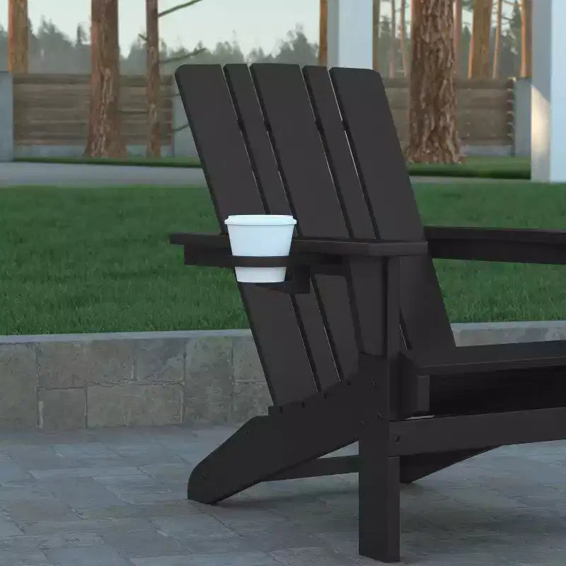 Sedia Adirondack Emma e Oliver con portabicchieri, sedia Adirondack in HDPE resistente alle intemperie