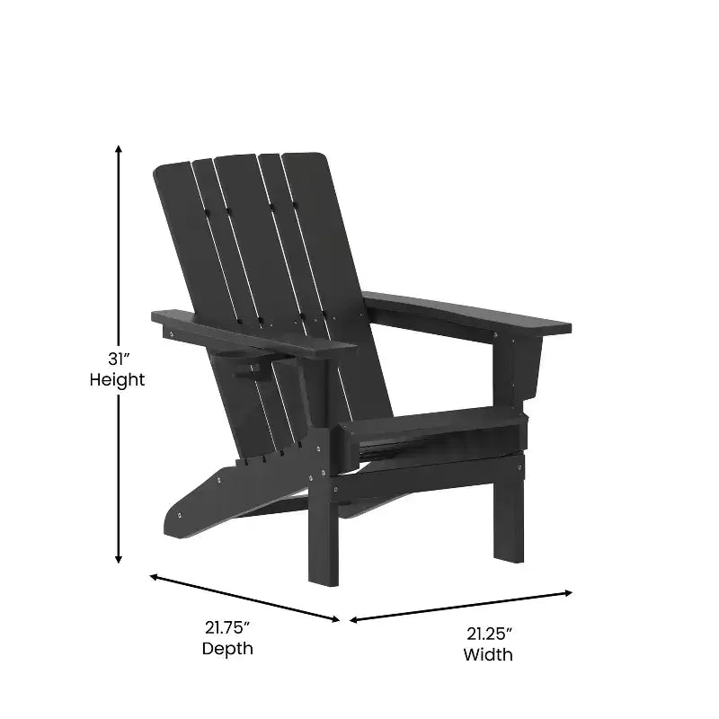 Sedia Adirondack Emma e Oliver con portabicchieri, sedia Adirondack in HDPE resistente alle intemperie