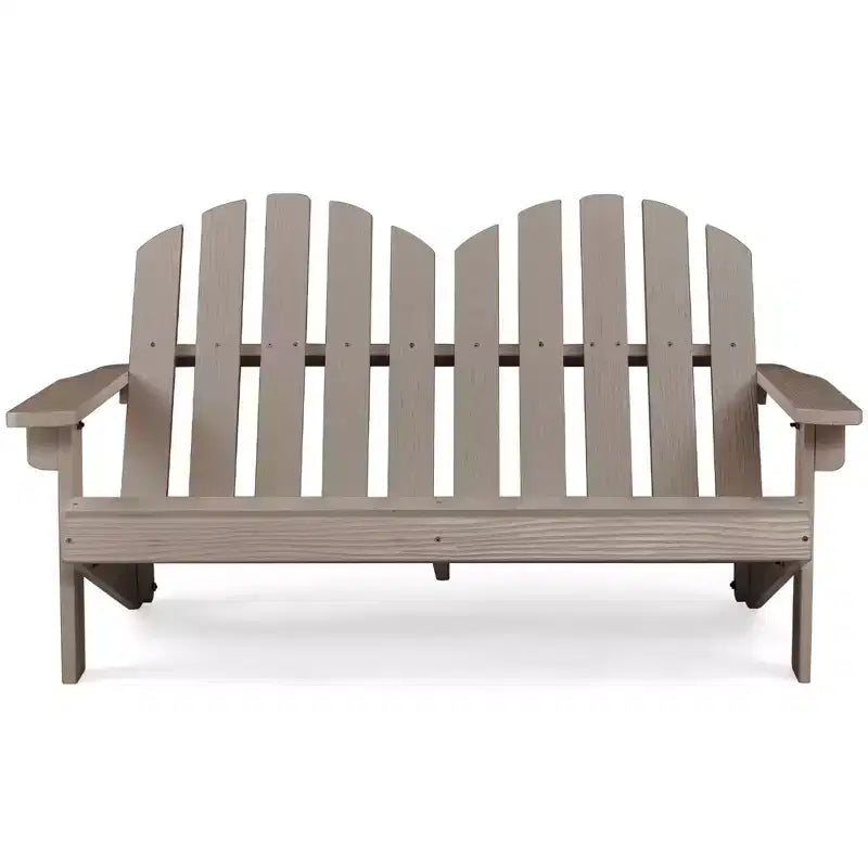 Costway Sedia Adirondack 2 Posti per Bambini, in Legno Massello, Panca con Schienale e Braccioli, per Esterni Caffè/Bianco/Grigio