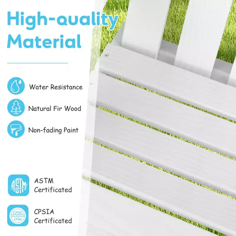 Costway Sedia Adirondack 2 Posti per Bambini, in Legno Massello, Panca con Schienale e Braccioli, per Esterni Caffè/Bianco/Grigio